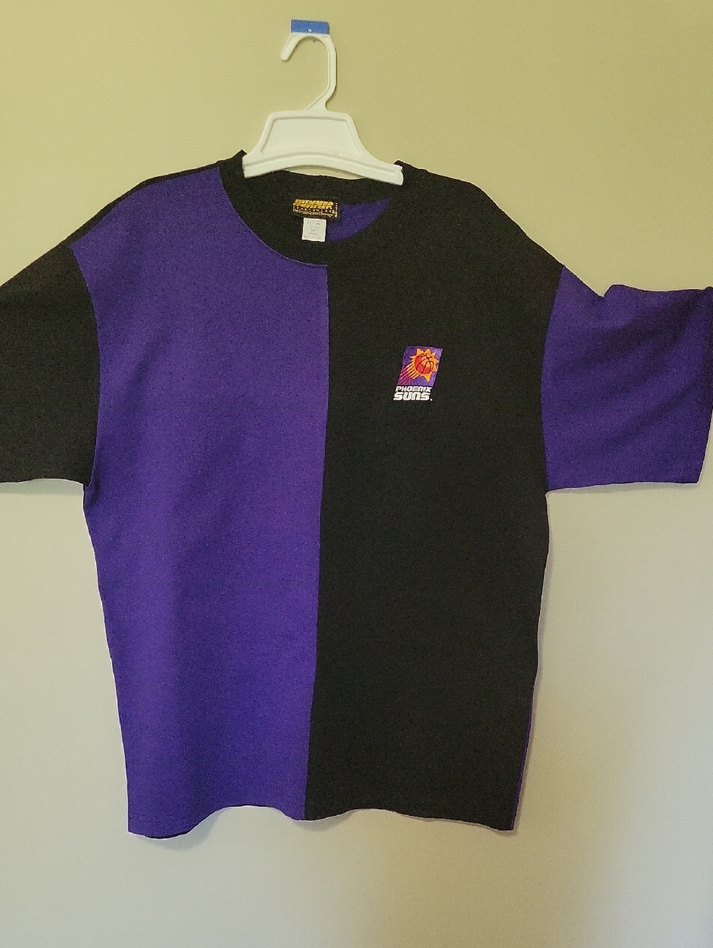 Vintage 90s Unisex Split-Color T-Shirt - Black & Purple